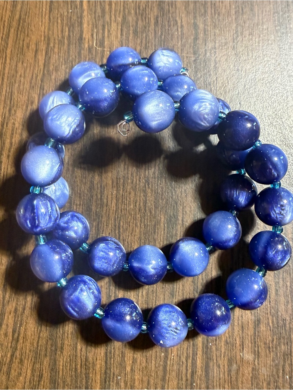 Blue Beaded Magic Wire Bracelet - Unbranded